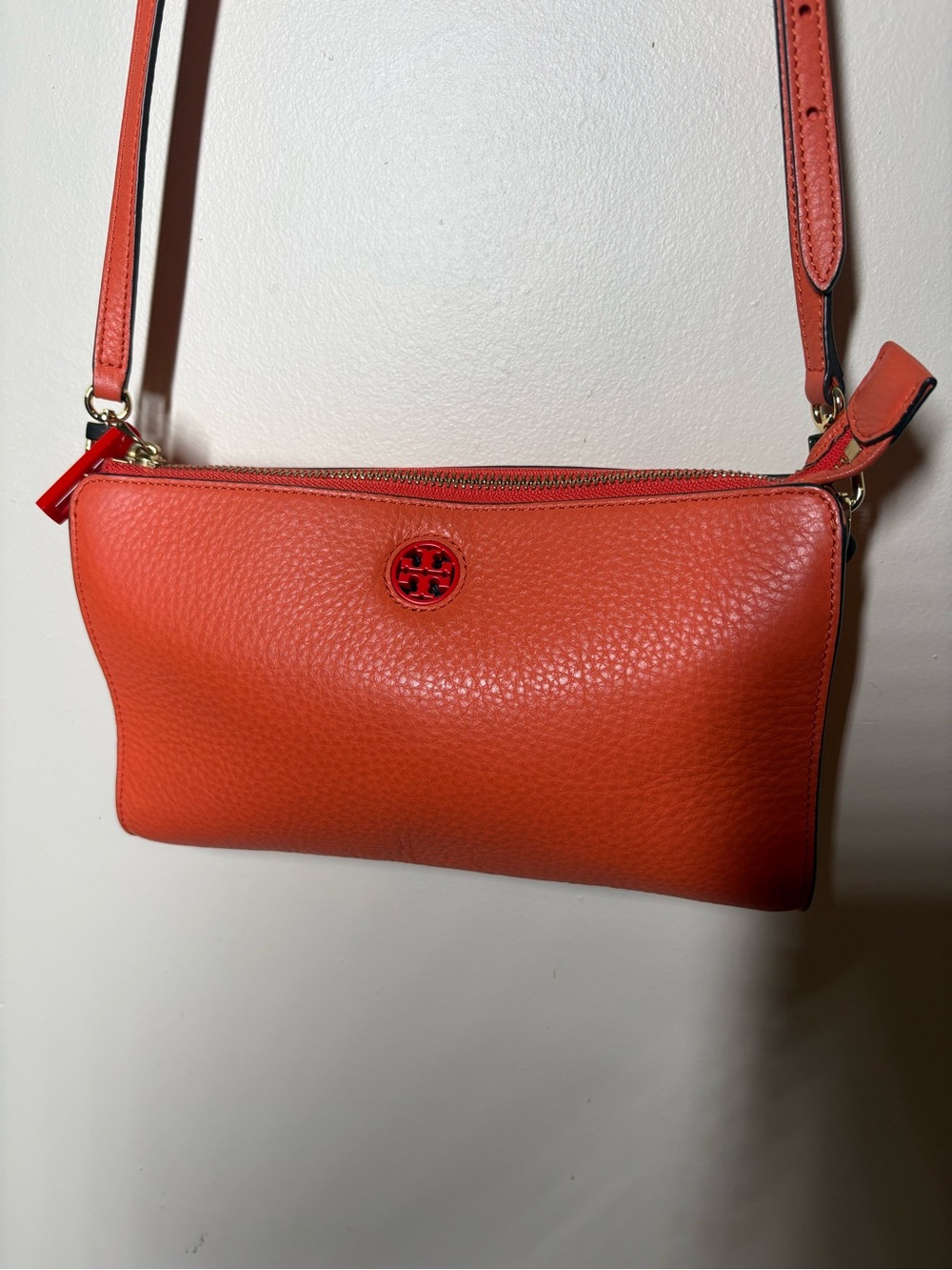 {EUC} TORY BURCH Orange Leather Crossbody Bag